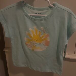Carter's Light Blue Tee with Sun and Butterfly Graphic